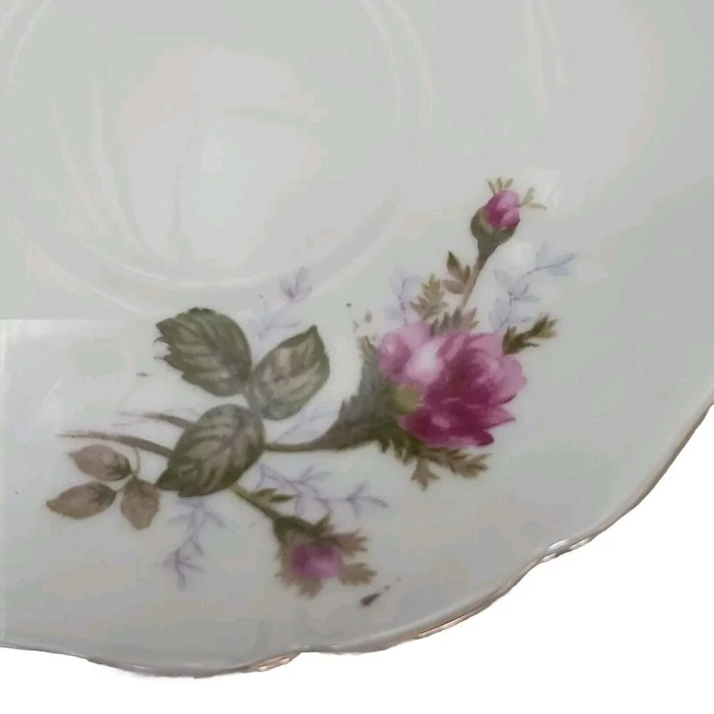 Japan Moss Rose 4 Tea Cup SET with Saucers Made In Handpainted Porcelain VINTAGE
